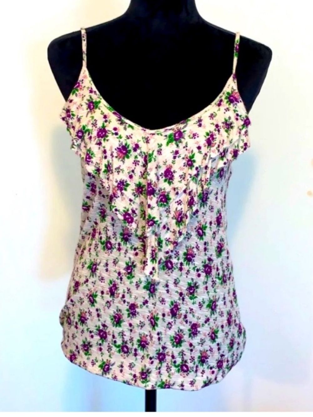 Floral Ruffle Cami Tank Top